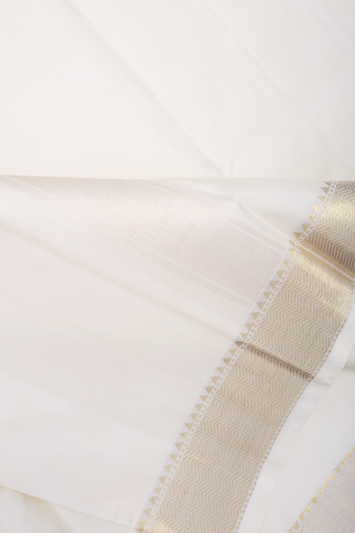 Chevron Design White Silk Dhoti With Shirt Material