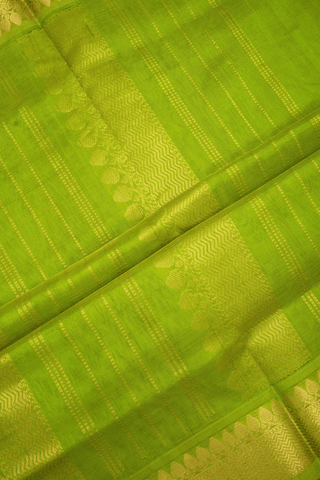 Chevron Zari Border Indigo Blue Traditional Silk Cotton Saree
