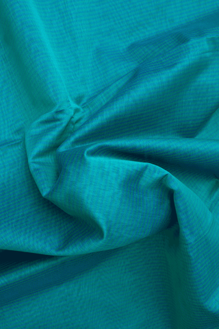 Chevron Zari Border Peacock Blue Maheswari Silk Cotton Saree