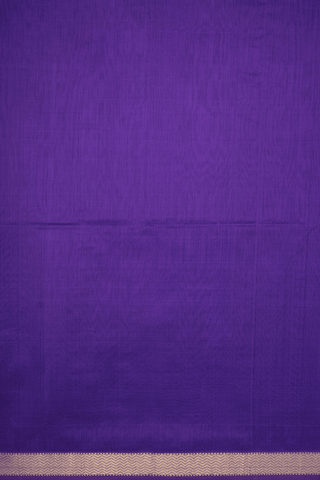Chevron Zari Border Plain Violet Maheswari Silk Cotton Saree