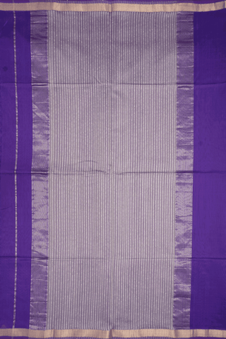 Chevron Zari Border Plain Violet Maheswari Silk Cotton Saree