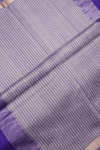 Chevron Zari Border Plain Violet Maheswari Silk Cotton Saree