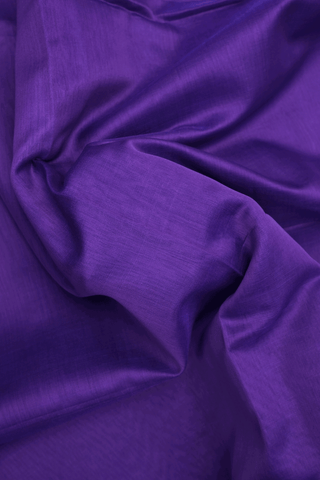 Chevron Zari Border Plain Violet Maheswari Silk Cotton Saree
