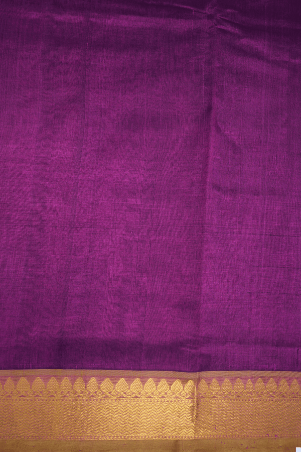 Chevron Zari Border Plum Purple Traditional Silk Cotton Saree