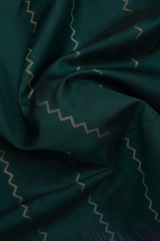 Chevron Zari Design Dark Green Soft Silk Saree
