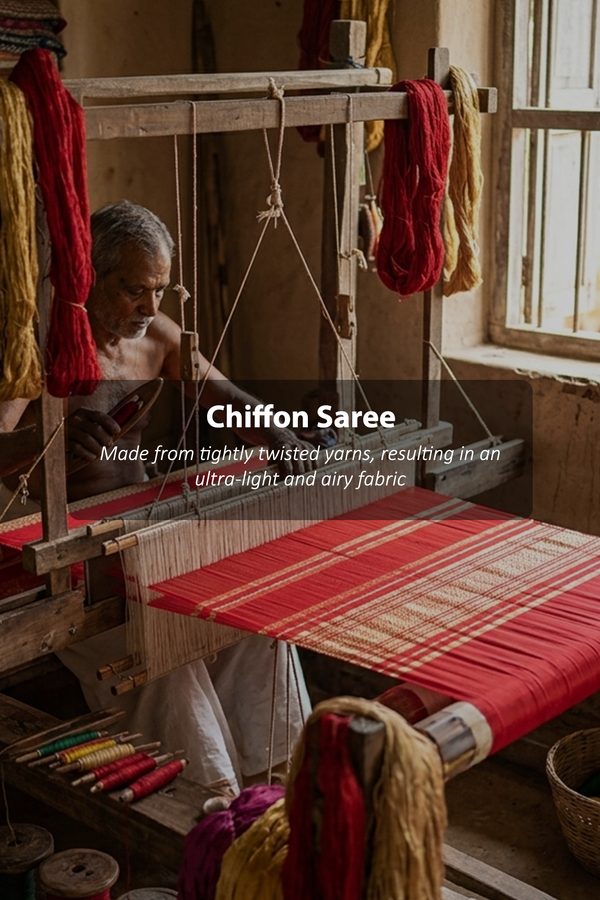 Chiffon Saree In Navy Blue With Zari Border