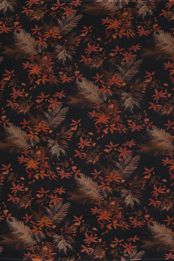 Chiffon Saree In Black With Floral Design