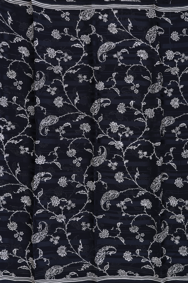 Chiffon Saree In Black With Floral Printed Design