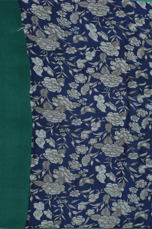 Chiffon Saree In Blue With Floral Design