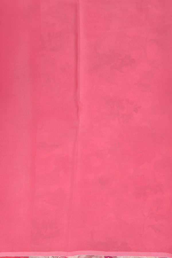 Chiffon Saree In Dusty Pink With Floral Design