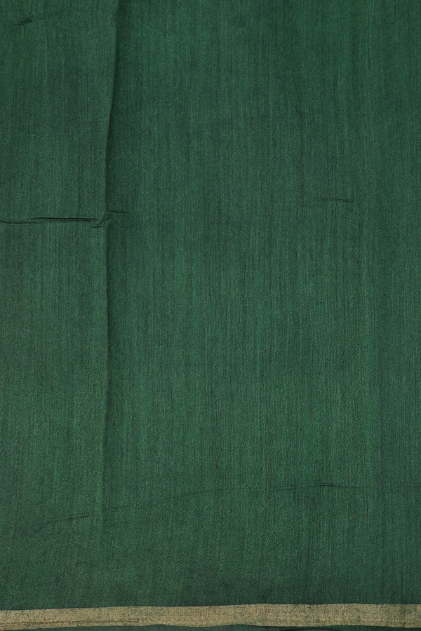 Chiffon Saree In Forest Green With Stripes Design
