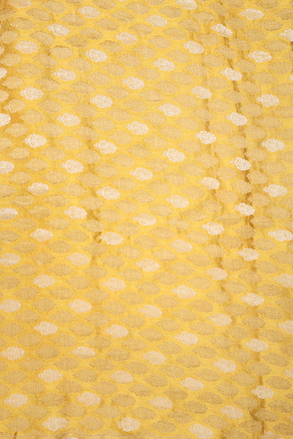 Chiffon Saree In Golden Yellow With Floral Design