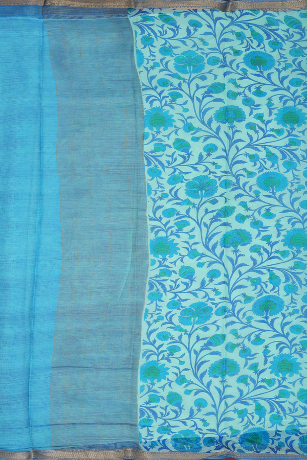 Chiffon Saree In Green With Floral Design