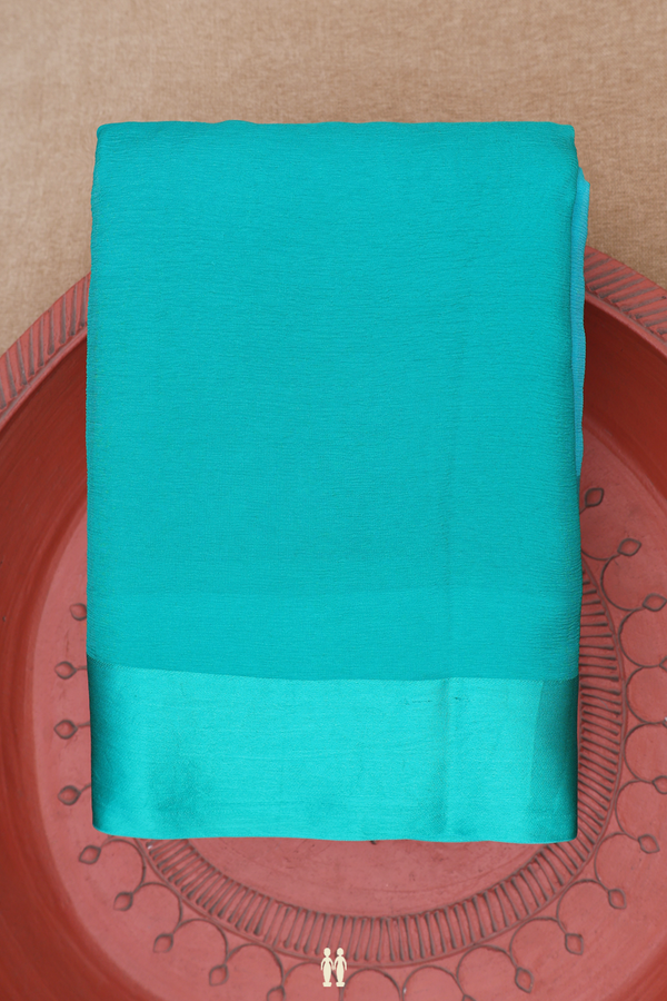 Chiffon Saree In Greenish Blue With Light Weight