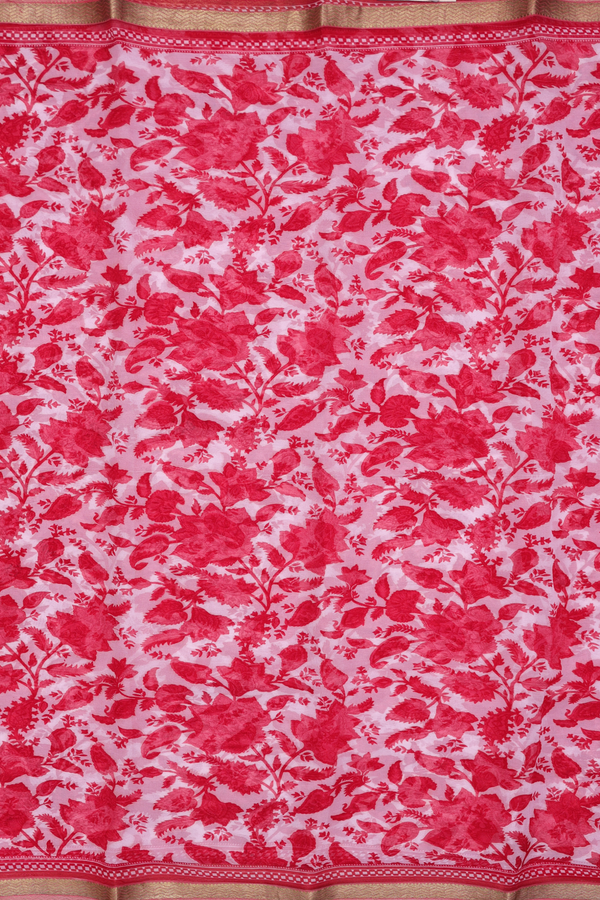 Chiffon Saree In Pastel Pink With Floral Design