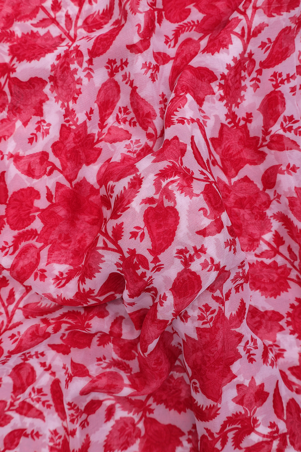 Chiffon Saree In Pastel Pink With Floral Design