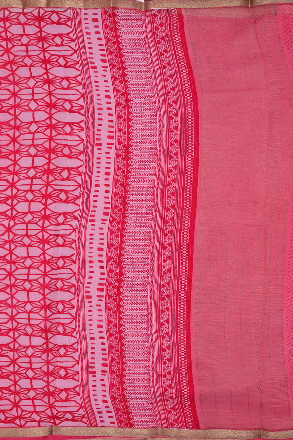 Chiffon Saree In Pastel Pink With Floral Design