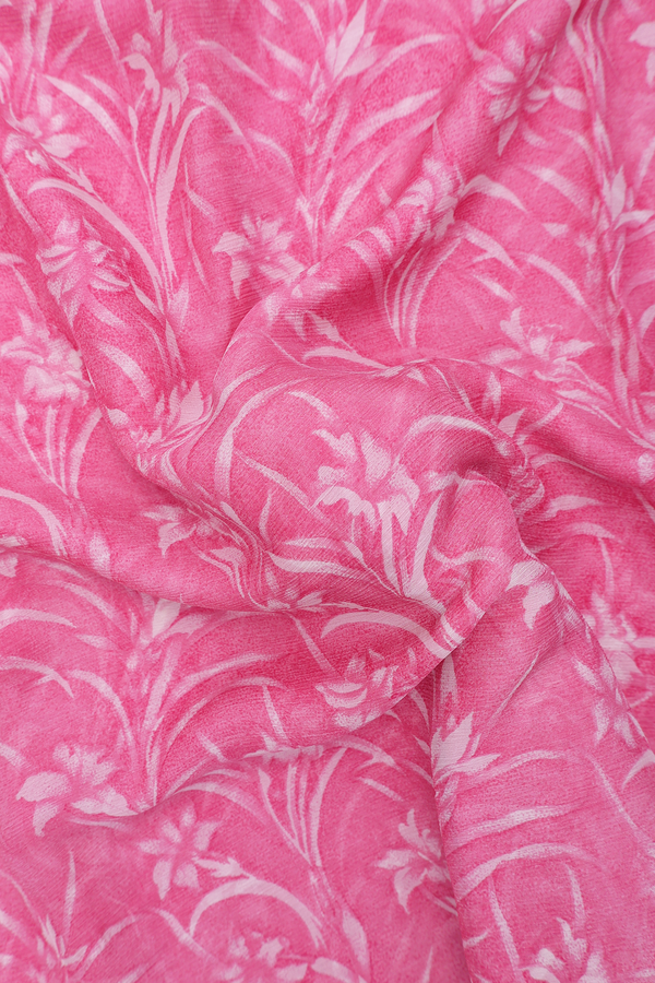 Chiffon Saree In Pink With Floral Printed Design