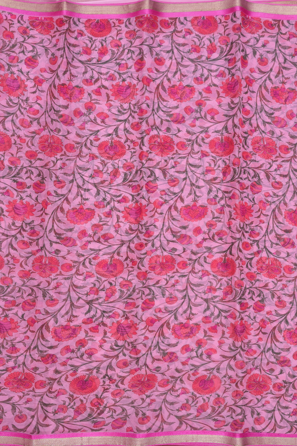 Chiffon Saree In Pink With Floral Printed Design