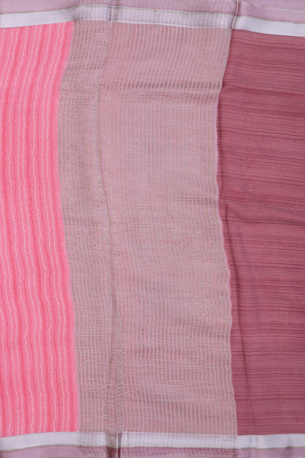Chiffon Saree In Pink With Stripes Design