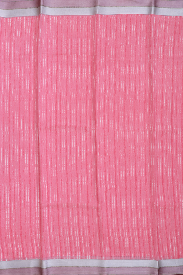 Chiffon Saree In Pink With Stripes Design