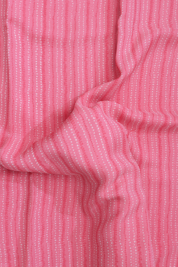 Chiffon Saree In Pink With Stripes Design