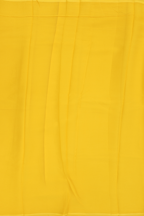 Chiffon Saree In Plain Honey Yellow  With Light Weight