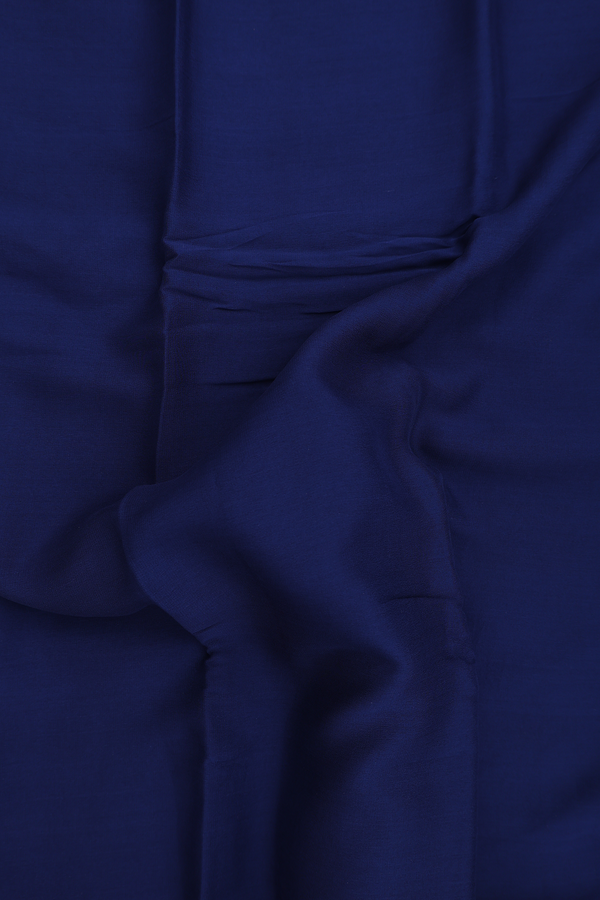 Chiffon Saree In Plain Navy Blue With Zari Border