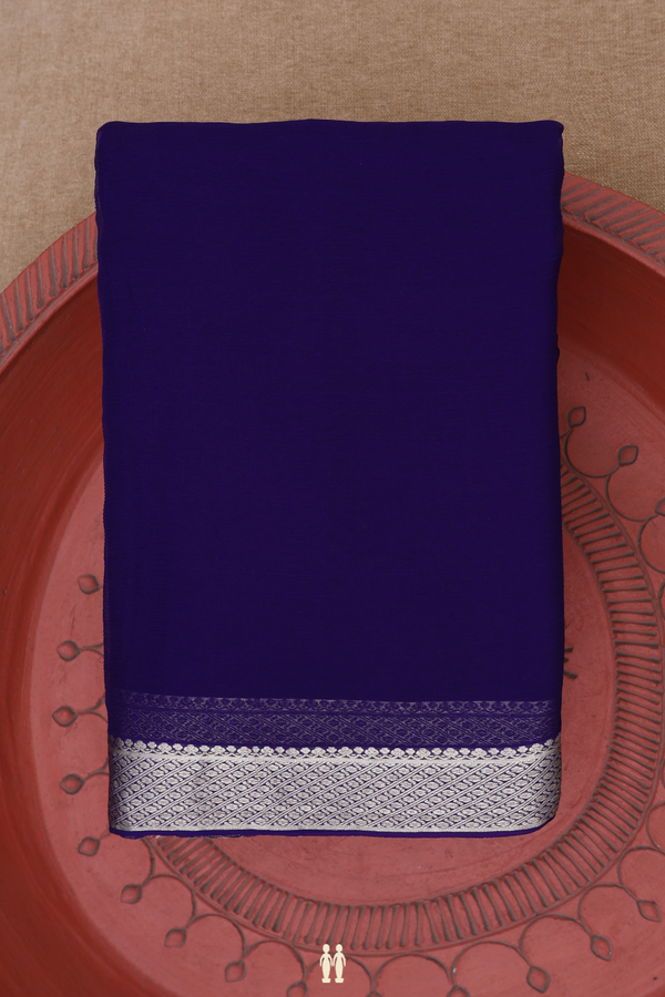Chiffon Saree In Plain Purple With Zari Border