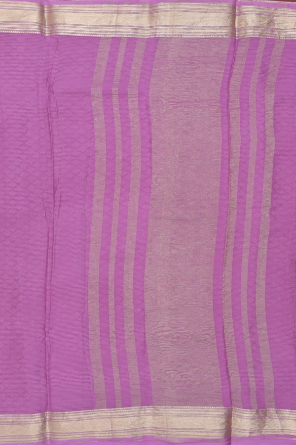 Chiffon Saree In Plain Purple With Zari Border
