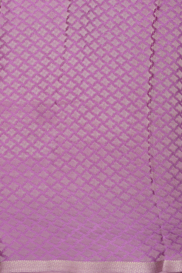 Chiffon Saree In Plain Purple With Zari Border