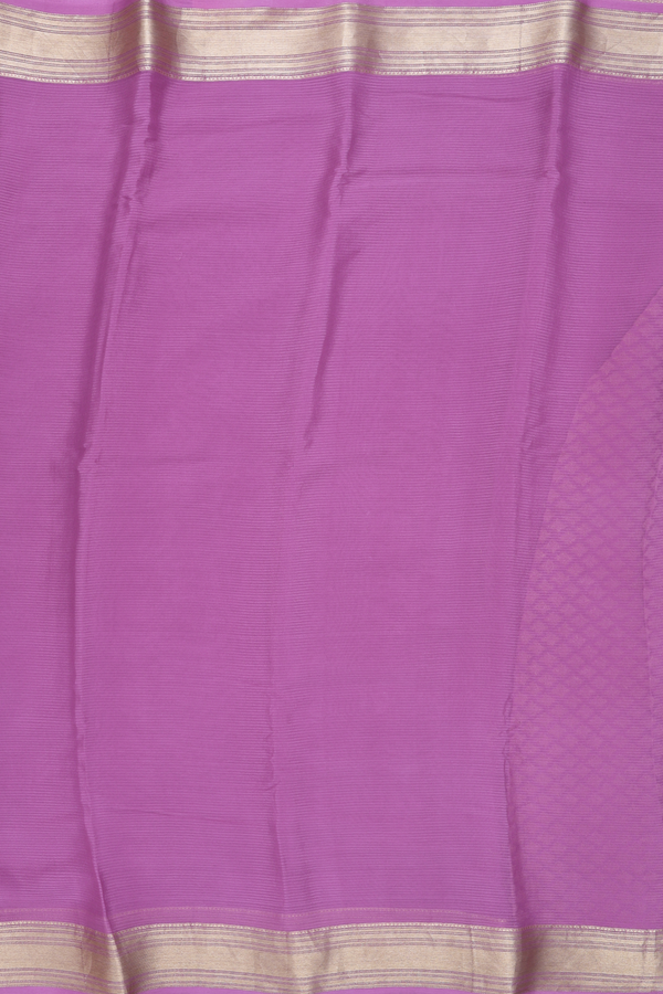 Chiffon Saree In Plain Purple With Zari Border