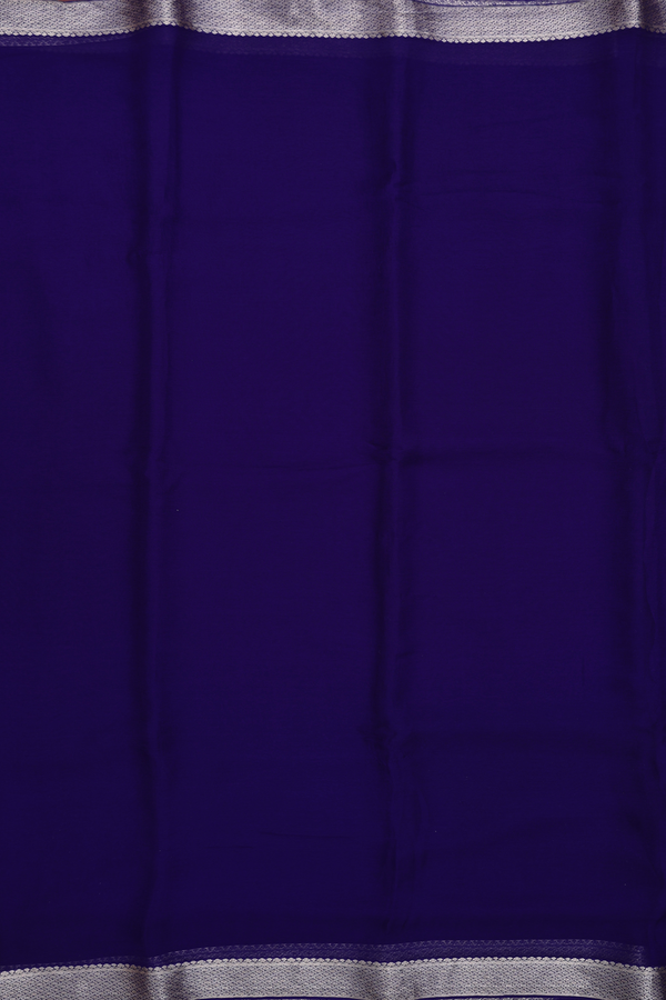 Chiffon Saree In Plain Purple With Zari Border