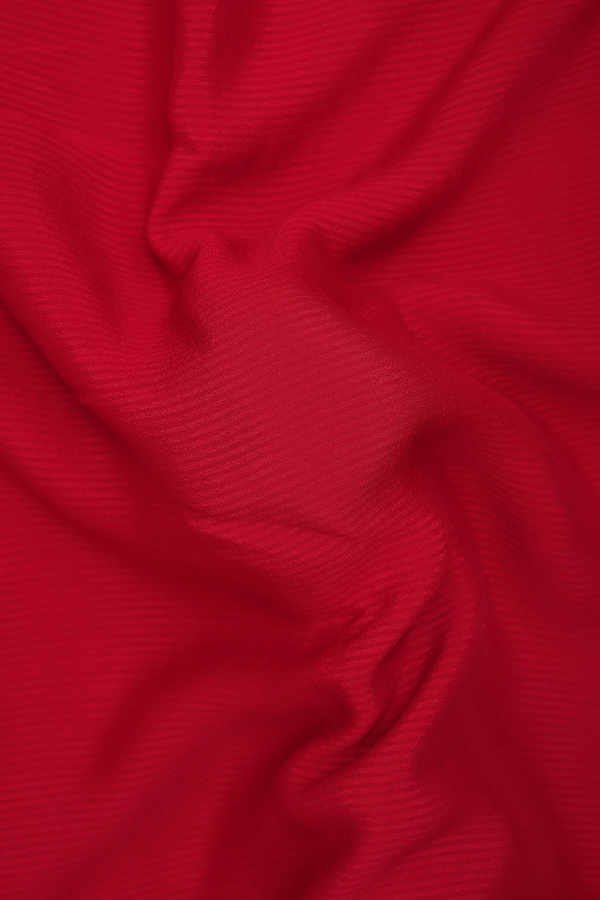 Chiffon Saree In Plain Red With Zari Border