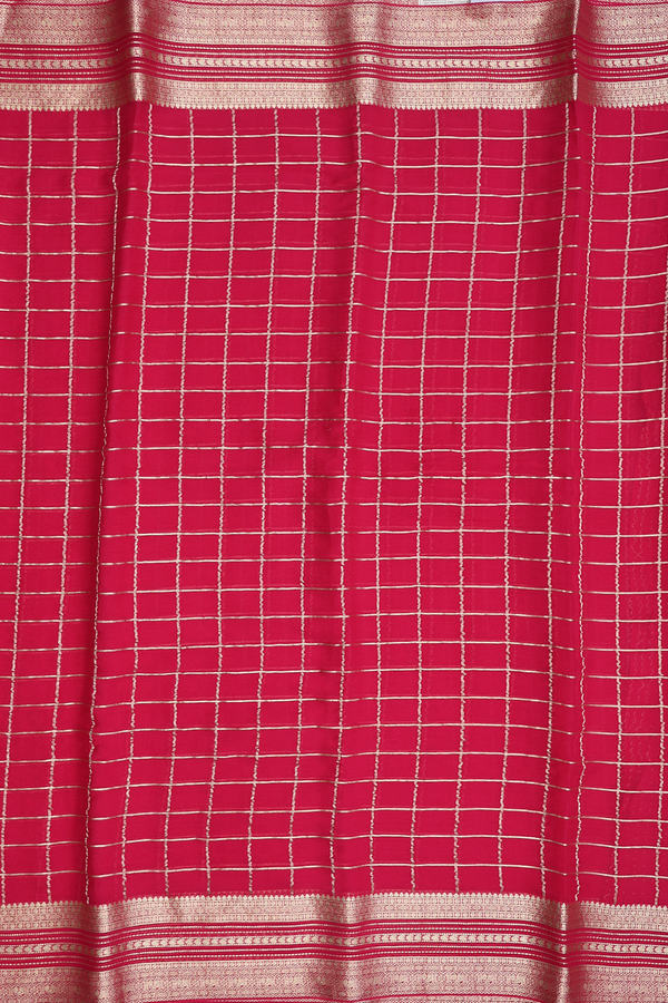 Chiffon Saree In Rani Pink With Checks Design