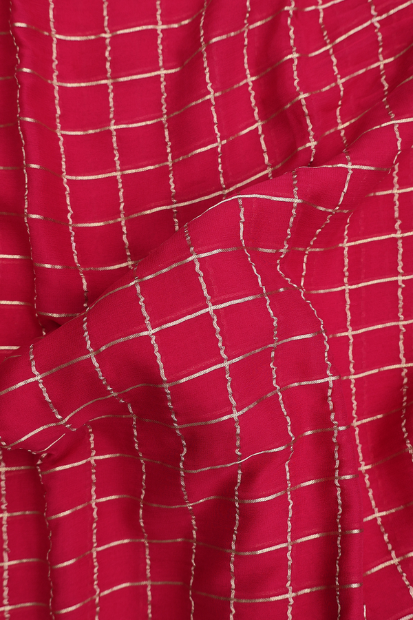 Chiffon Saree In Rani Pink With Checks Design