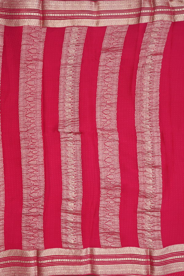 Chiffon Saree In Rani Pink With Checks Design