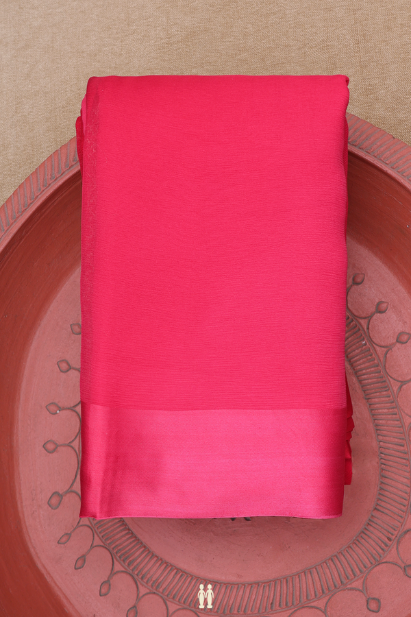 Chiffon Saree In Red With Light Weighted
