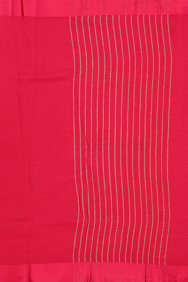 Chiffon Saree In Red With Light Weighted