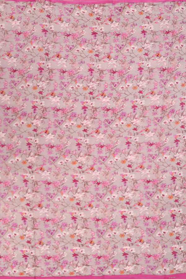 Chiffon Saree In Rose Brown With Floral Design
