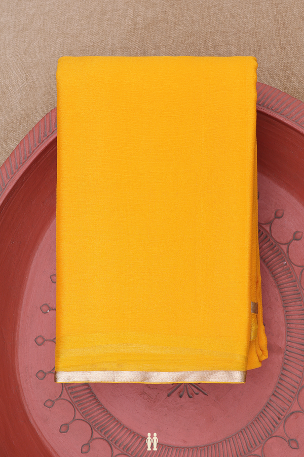 Chiffon Saree In Royal Orange With Zari Border