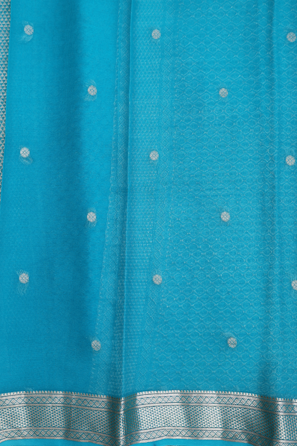 Chiffon Saree In Shades Of Blue With Allover Design