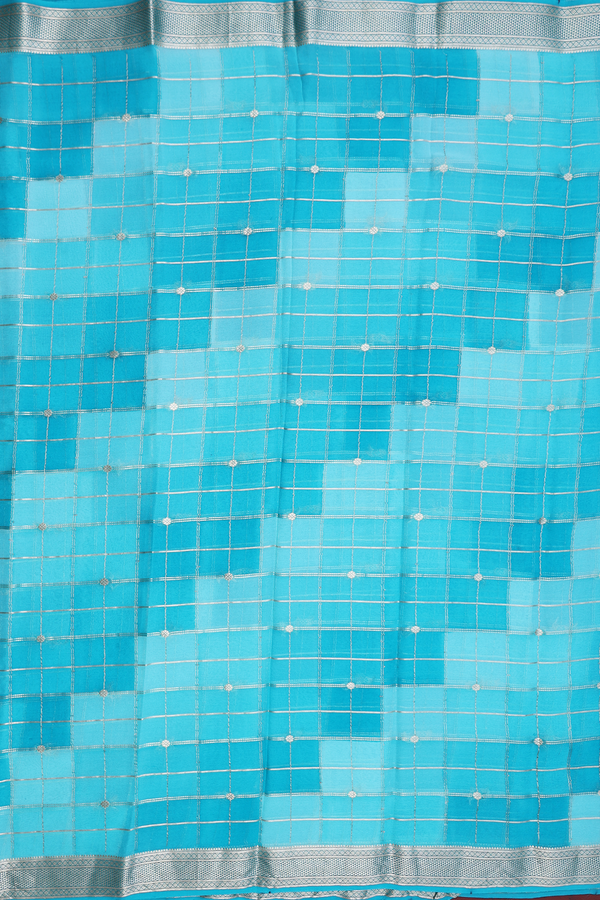 Chiffon Saree In Shades Of Blue With Allover Design