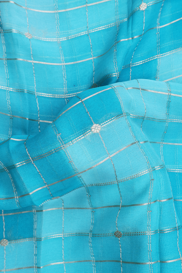 Chiffon Saree In Shades Of Blue With Allover Design