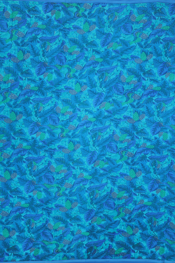 Chiffon Saree In Shades Of Blue With Leaf Design