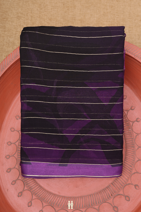 Chiffon Saree In Shades Of Purple With Stripes Design