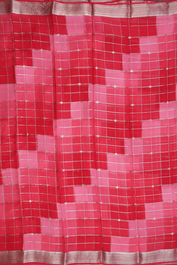 Chiffon Saree In Shades Of Red With Allover Design