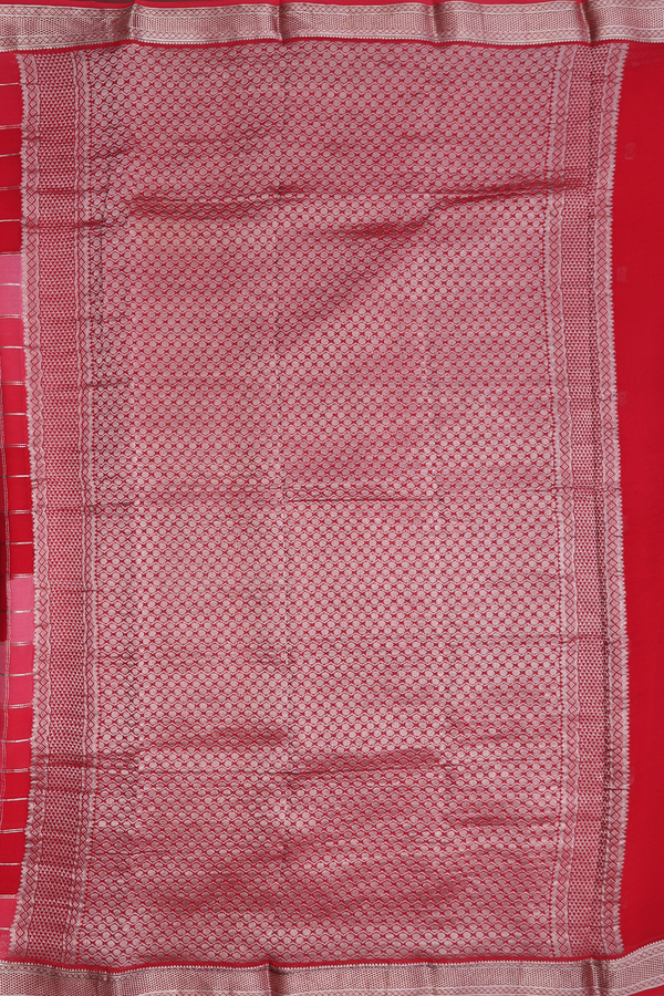 Chiffon Saree In Shades Of Red With Allover Design