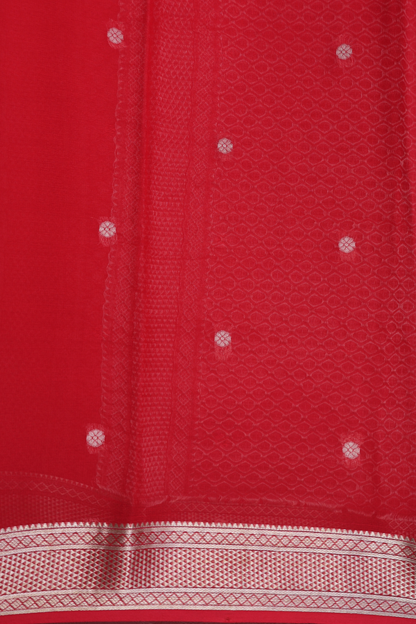 Chiffon Saree In Shades Of Red With Allover Design