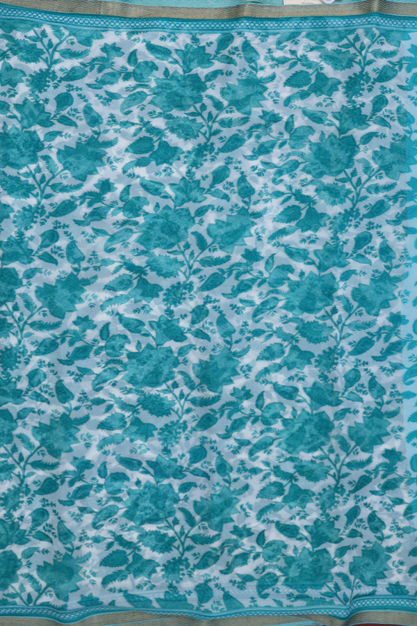 Chiffon Saree In White With Floral Design